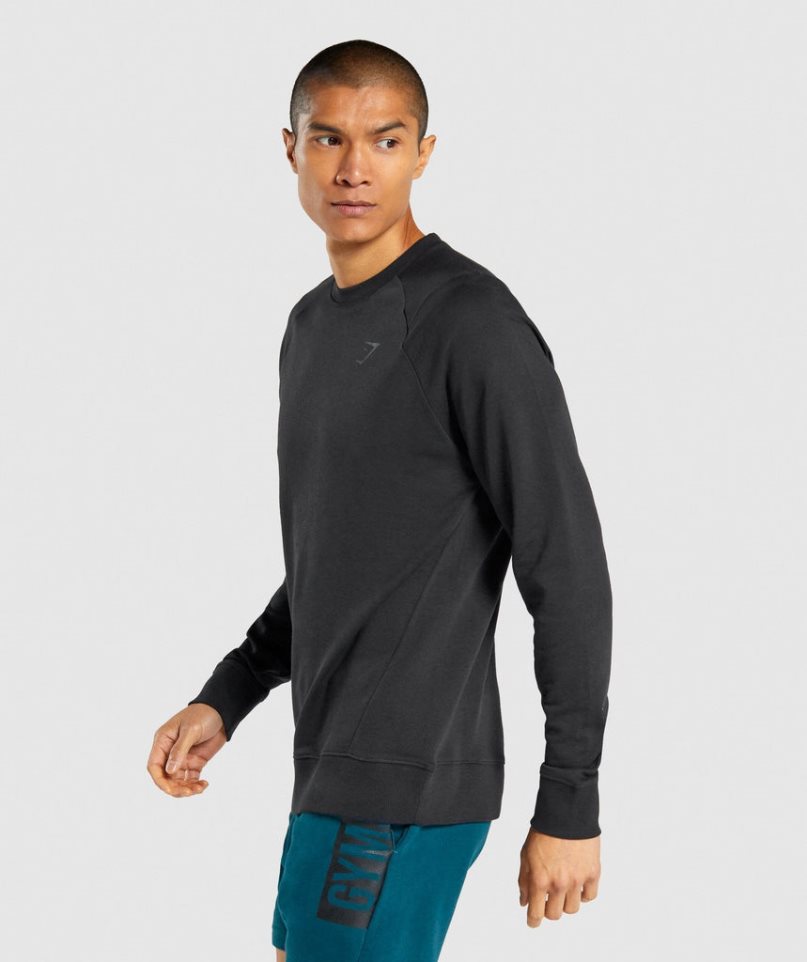 Men\'s Gymshark Bold Crew Sweatshirts Black | NZ 0YCAIO